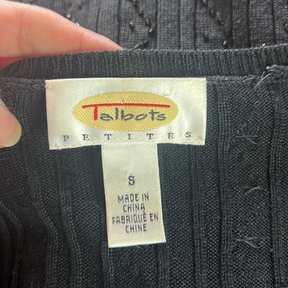 Talbots Petites Black Sequins 100% Silk Sweater Size S - Picture 8 of 15
